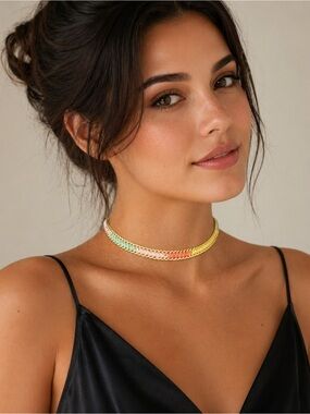 Multicolor Gradient Chain Choker Necklace